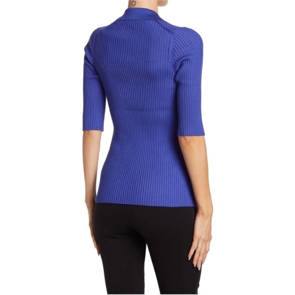 NWT Ted Baker Paige Blue Ribbed Polo Top - Picture 2 of 7